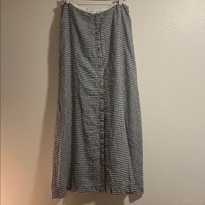 Reformation Andi Linen Maxi Skirt Remy Check Blue and White Checkered Gingham
